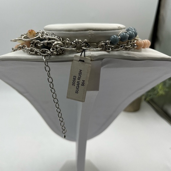 Gypsy Bohemian Hippie Multi Waterfall Necklace pastel Silver‎ tone “sugar rush” - Picture 12 of 15